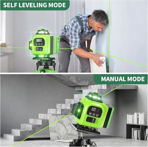 16 Line Laser Level 360 Self Leveling, 4x360°Professional 4D Green Cross Line laser Level with 2 Batteries,for Construction and Picture Hanging, Horizontal Line leveler Tool (Green) in Saudi Arabia