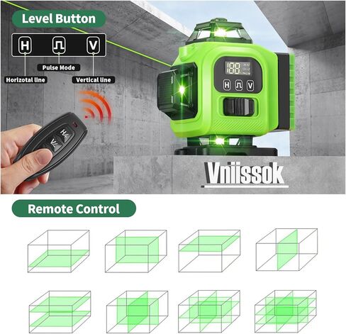 16 Line Laser Level 360 Self Leveling, 4x360°Professional 4D Green Cross Line laser Level with 2 Batteries,for Construction and Picture Hanging, Horizontal Line leveler Tool (Green) in Saudi Arabia