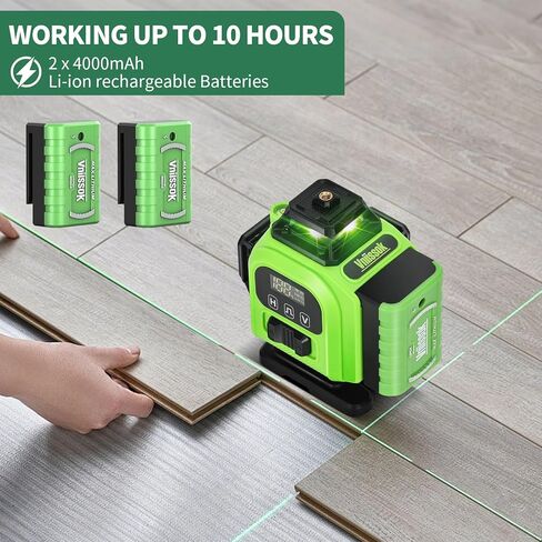 16 Line Laser Level 360 Self Leveling, 4x360°Professional 4D Green Cross Line laser Level with 2 Batteries,for Construction and Picture Hanging, Horizontal Line leveler Tool (Green) in Saudi Arabia