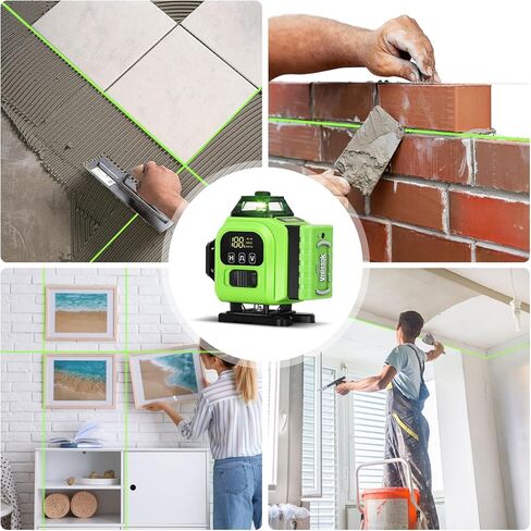 16 Line Laser Level 360 Self Leveling, 4x360°Professional 4D Green Cross Line laser Level with 2 Batteries,for Construction and Picture Hanging, Horizontal Line leveler Tool (Green) in Saudi Arabia