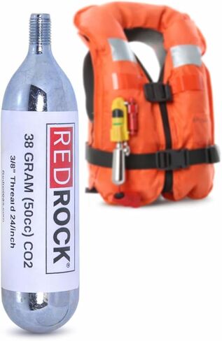 خرطوشة RedRock 38 جرام ثاني أكسيد الكربون، 3/8-24 أسطوانة غاز مضغوطة بخيوط 50 سم مكعب - لمنفاخ إطارات الدراجة، وسترات النجاة القابلة للنفخ، وبنادق Airsoft، والاستخدام الصناعي in Kuwait