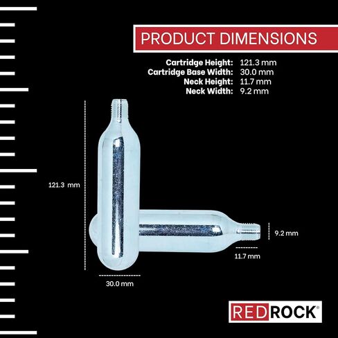 خرطوشة RedRock 38 جرام ثاني أكسيد الكربون، 3/8-24 أسطوانة غاز مضغوطة بخيوط 50 سم مكعب - لمنفاخ إطارات الدراجة، وسترات النجاة القابلة للنفخ، وبنادق Airsoft، والاستخدام الصناعي in Kuwait