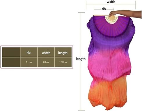 Silk Fans,Real Silk Fan Dance Accessories Foldable Multiple Colors Tie Dye Fan Stage Performance Practice Dance Fans(I) in Saudi Arabia