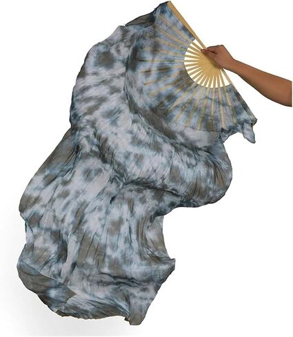 Silk Fans,Real Silk Fan Dance Accessories Foldable Multiple Colors Tie Dye Fan Stage Performance Practice Dance Fans(I) in Saudi Arabia