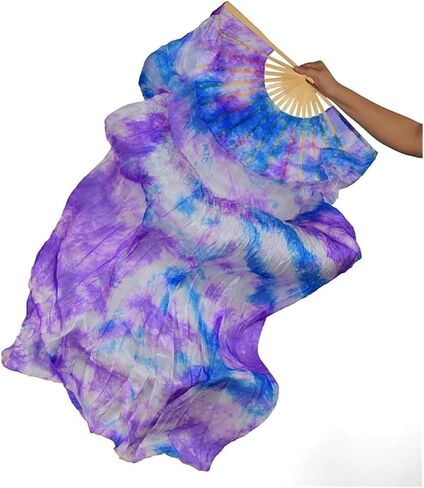 Silk Fans,Real Silk Fan Dance Accessories Foldable Multiple Colors Tie Dye Fan Stage Performance Practice Dance Fans(I) in Saudi Arabia