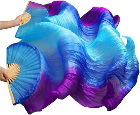 Silk Fans,Women Hand Made Belly Dance Silk Bamboo Dance Long Fan Veils Gradient Vertical Style Dance Fans(5,180 * 90cm) in Saudi Arabia