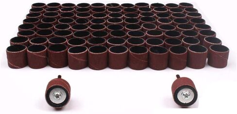 مجموعة صنفرة الطبل + 2 قطعة مغزل شريطي 1/8 بوصة أدوات دوارة للساق لقم ثقب الأظافر أدوات كاشطة متوافقة مع الروتاري الكبير 60 (حصى) 100 قطعة in Kuwait