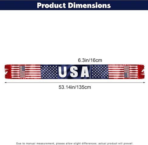USA Soccer Scarf American Flag Satin Fan Scarf Red White Blue 5.5 x 53 In Patriotic Sports Supporter Accessory Game Day Stadium Tailgate Watch Party USA Flag Scarves for Soccer Fans in Kuwait