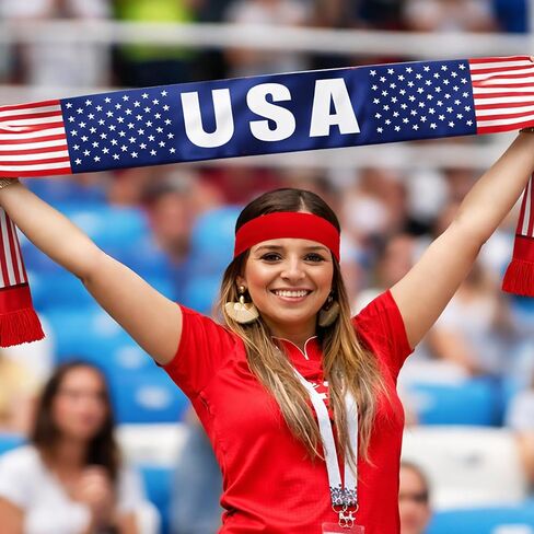 USA Soccer Scarf American Flag Satin Fan Scarf Red White Blue 5.5 x 53 In Patriotic Sports Supporter Accessory Game Day Stadium Tailgate Watch Party USA Flag Scarves for Soccer Fans in Kuwait