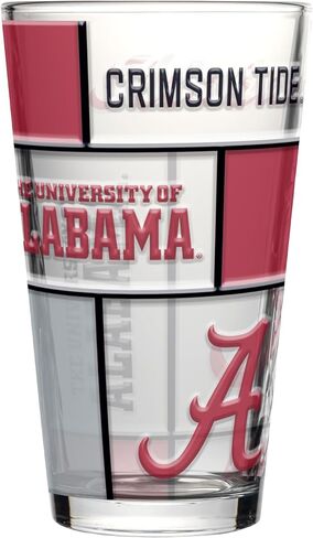 Logo Brands NCAA oz Stained Glass Pint Glass - 3D Embossed Logo & Bold Team Colors – Durable Sports Fan Beer Glass for Home, Bar & Tailgates in Saudi Arabia