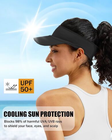 Cooling Sun Stretchy Visor Hat for Men Women,Lightweight Portable No Slip Band,UPF 50 Sun Protection Visor in Saudi Arabia