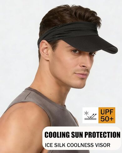 Cooling Sun Stretchy Visor Hat for Men Women,Lightweight Portable No Slip Band,UPF 50 Sun Protection Visor in Saudi Arabia