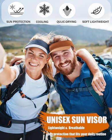 Cooling Sun Stretchy Visor Hat for Men Women,Lightweight Portable No Slip Band,UPF 50 Sun Protection Visor in Saudi Arabia