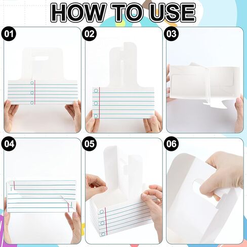 12 Set Teacher Appreciation Gifts 2 Cup Drink Carrier Disposable Cup Holders with Greeting Card Ribbon Composition Notebook Style Teacher Gift Bulk for Back to School Party Favors（Stripe,White） in Kuwait