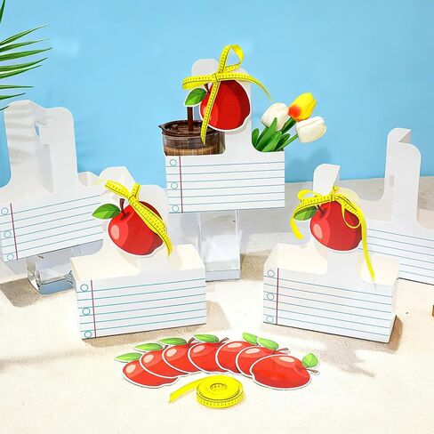 12 Set Teacher Appreciation Gifts 2 Cup Drink Carrier Disposable Cup Holders with Greeting Card Ribbon Composition Notebook Style Teacher Gift Bulk for Back to School Party Favors（Stripe,White） in Kuwait