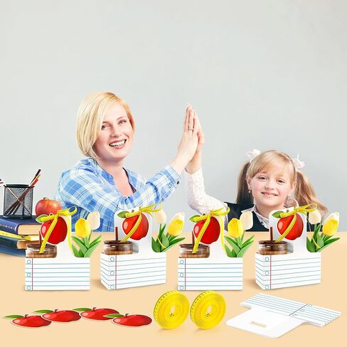 12 Set Teacher Appreciation Gifts 2 Cup Drink Carrier Disposable Cup Holders with Greeting Card Ribbon Composition Notebook Style Teacher Gift Bulk for Back to School Party Favors（Stripe,White） in Kuwait