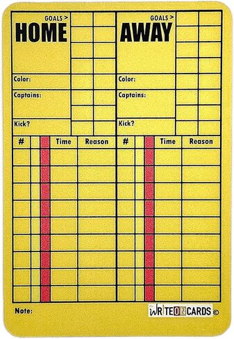 بطاقات حكم قابلة لإعادة الكتابة لكرة القدم من WRITEonCARDS، مجموعة من 4 بطاقات: أحمر/أصفر، ركلات الجزاء، بطاقة Game Record Plus (AR) in Kuwait