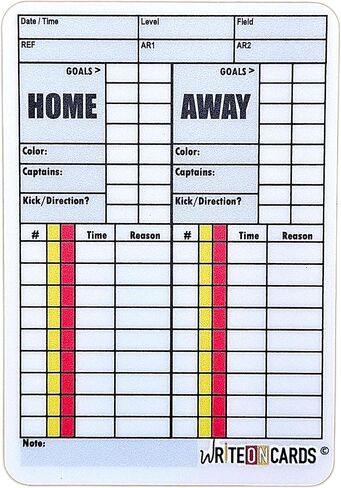 بطاقات حكم قابلة لإعادة الكتابة لكرة القدم من WRITEonCARDS، مجموعة من 4 بطاقات: أحمر/أصفر، ركلات الجزاء، بطاقة Game Record Plus (AR) in Kuwait