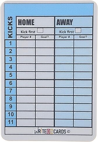 بطاقات حكم قابلة لإعادة الكتابة لكرة القدم من WRITEonCARDS، مجموعة من 4 بطاقات: أحمر/أصفر، ركلات الجزاء، بطاقة Game Record Plus (AR) in Kuwait
