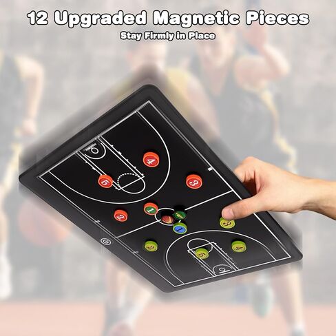 Chen's cat Basketball Coaching Board - 16" LCD Electronic Tactics Board with 12 Magnets, Waterproof Design, One-Touch Erase for Training in Kuwait