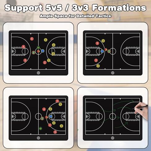 Chen's cat Basketball Coaching Board - 16" LCD Electronic Tactics Board with 12 Magnets, Waterproof Design, One-Touch Erase for Training in Kuwait