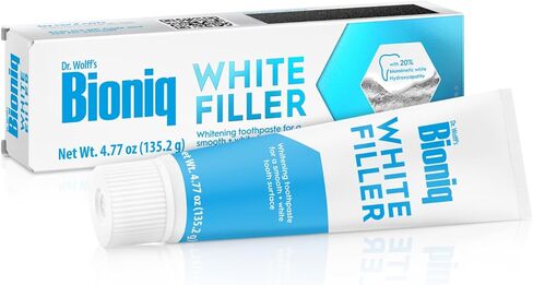 Bioniq White filler - معجون أسنان مبيض مع 20٪ هيدروكسيباتيت - يحتوي على bioHAP الأبيض وخالي من الفلورايد للاستخدام اليومي - نكهة النعناع - 1 × 4.77 أونصة in Kuwait