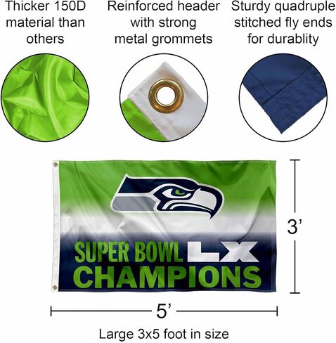 WinCraft Seattle Seahawks Super Bowl LX Single-Sided Deluxe 3' x 5' Flag in Saudi Arabia