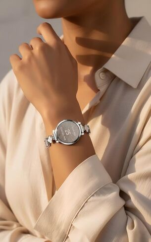 أساور بلينغ متوافقة مع Garmin Lily 2 /Lily 2 Classic، حزام ساعة رعاة البقر المعدني من حجر الراين الماسي، إكسسوارات سوار بديلة للمجوهرات الأنيقة للنساء in Kuwait