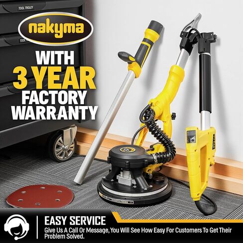 ماكينة صنفرة الحوائط الجافة، ماكينة سنفرة الحوائط الجافة الكهربائية بقدرة 950 وات 8.5 أمبير مع مجمع غبار فراغ، 9 سرعات متغيرة 800-2100 دورة في الدقيقة، مقبض قابل للطي والتمديد، ماكينة سنفرة الجدران لسقف الفشار، ماكينة سنفرة عمود الحوائط الجافة in Kuwait