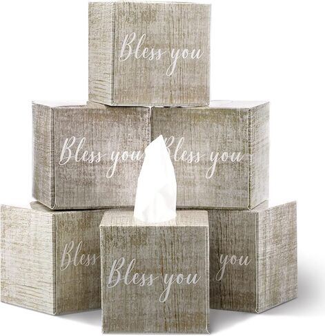 Sinmoe 6 Pack Christian Tissues Cube Boxes Bless You Facial Tissues Boxes Gifts Bulk with Vintage Wood Pattern Religious Bible Verse Face Tissue for Bless You Gift 2 Ply 80 Per Cube Box in Saudi Arabia