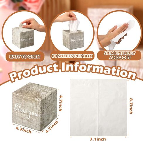 Sinmoe 6 Pack Christian Tissues Cube Boxes Bless You Facial Tissues Boxes Gifts Bulk with Vintage Wood Pattern Religious Bible Verse Face Tissue for Bless You Gift 2 Ply 80 Per Cube Box in Saudi Arabia