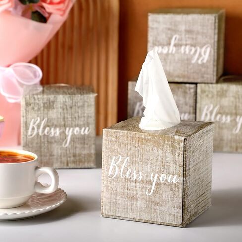 Sinmoe 6 Pack Christian Tissues Cube Boxes Bless You Facial Tissues Boxes Gifts Bulk with Vintage Wood Pattern Religious Bible Verse Face Tissue for Bless You Gift 2 Ply 80 Per Cube Box in Saudi Arabia