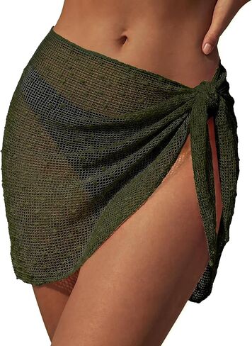 Ekouaer Sarong يلتف للنساء الشاطئ التستر قصيرة الكروشيه بيكيني ملابس السباحة التستر التنانير لملابس السباحة S-XXL in Saudi Arabia