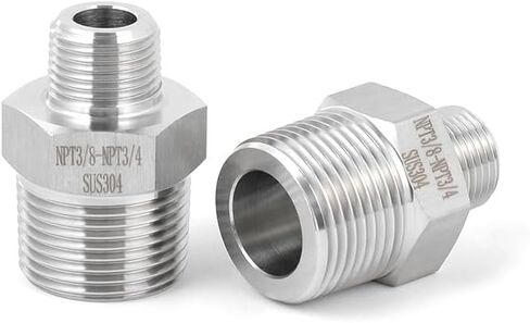 2 pack 3/8 to3/4male adapter,NPT3/8Male-NPT3/4Male nipple,Heavy-duty threaded pipe fitting, stainless steel304. in Kuwait