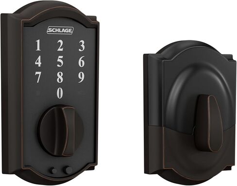 Schlage BE375 CAM 619 Touch Camelot Deadbolt، قفل دخول إلكتروني بدون مفتاح، نيكل ساتان in Kuwait