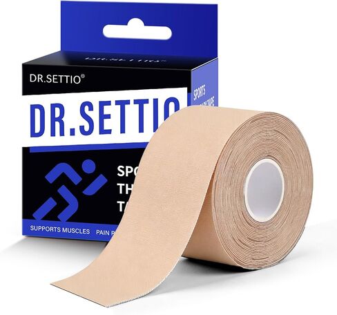 Kinesiology Tape, Waterproof Breathable Athletic Tape, Uncut Elastic Muscle Joint Relief Support Tape, for Swimming, Workouts, Running, Daily, 2 in x 16.4 ft, 1 Roll, Beige in Saudi Arabia