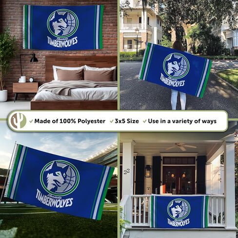 Desert Cactus Minnesota Timberwolves Flag NBA 100% Polyester Indoor Outdoor 3x5 feet National Basketball Association Team Flags (Vintage Flag K) in Saudi Arabia