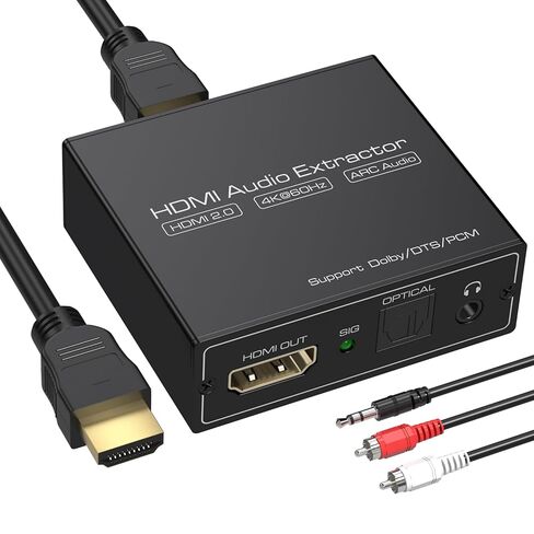 HDMI ARC Audio Extractor 4K60Hz HDMI to Optical/SPDIF 3.5mm AUX Audio Adapter Converter Splitter Support LPCM 5.1/DTS/DSD for Laptop/TV Box/DVD/PS5 in Saudi Arabia