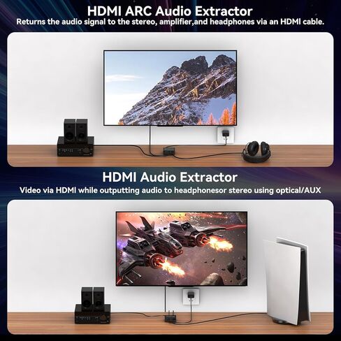 HDMI ARC Audio Extractor 4K60Hz HDMI to Optical/SPDIF 3.5mm AUX Audio Adapter Converter Splitter Support LPCM 5.1/DTS/DSD for Laptop/TV Box/DVD/PS5 in Saudi Arabia