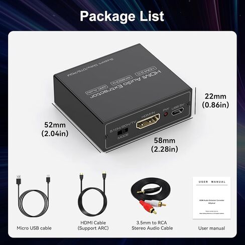 HDMI ARC Audio Extractor 4K60Hz HDMI to Optical/SPDIF 3.5mm AUX Audio Adapter Converter Splitter Support LPCM 5.1/DTS/DSD for Laptop/TV Box/DVD/PS5 in Saudi Arabia