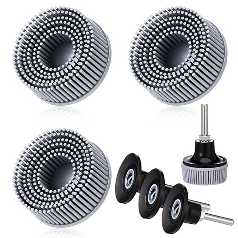 3 Sets 2 Inch Bristle Discs with 6 mm Shank Attachment, Grit 80 for Grinding and Polishing, Change Coating Removal Disc for Metal, Compatible with Drill and Rotary Tools(Yellow) in Saudi Arabia