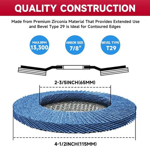 Abrasives Flap Discs 4-1/2",10 Pack,4.5" x 7/8" Type 29 Premium High Density Zirconia Flap Sanding Discs for Angle Grinder,Grinding Wheels,Sanding Discs,Flap Discs for Wood & Metal.(60 Grit) in Saudi Arabia