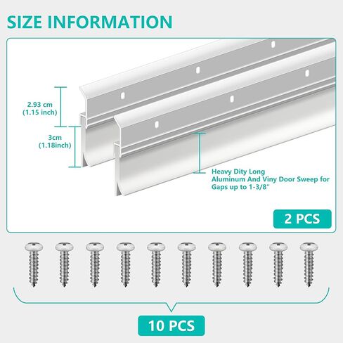 Aluminum Door Rubber Sweep 36 Inch – Heavy Duty Door Draft Stopper, Weather Stripping Seal Strip for Exterior & Interior Doors, Energy Saving, Noise Reduction, Easy Installation in Kuwait