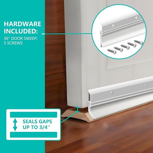 Aluminum Door Rubber Sweep 36 Inch – Heavy Duty Door Draft Stopper, Weather Stripping Seal Strip for Exterior & Interior Doors, Energy Saving, Noise Reduction, Easy Installation in Kuwait