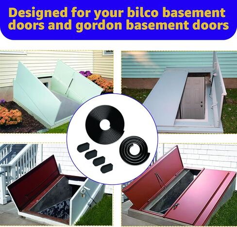 متوافق مع مجموعة شريط الطقس لباب الطابق السفلي من Bilco - حشية واحدة على شكل حرف U، حشية واحدة لمصباح، 4 وسادات إغلاق للغطاء سهلة التركيب، بديل لمجموعة ختم باب الطابق السفلي من Bilco in Kuwait