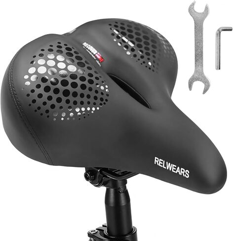 Wide Bike Seat Cushion for Men & Women -Extra Comfort Bicycle Seat,Bike Saddle for Mountain Bikes,Exercise Bikes,Electric Bikes,Road Bikes,Reflective Strip for Safer Ridding in Saudi Arabia