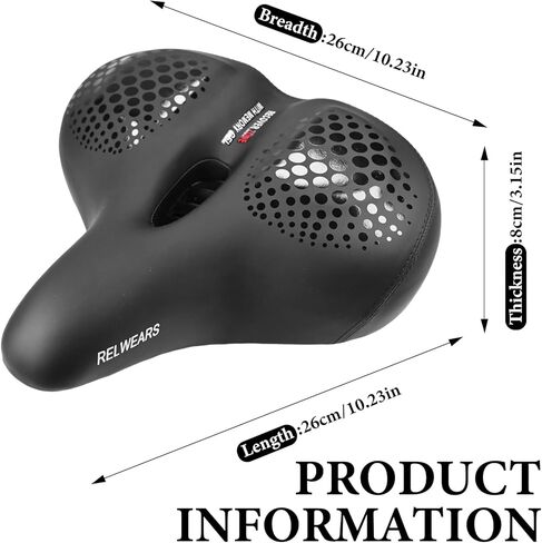Wide Bike Seat Cushion for Men & Women -Extra Comfort Bicycle Seat,Bike Saddle for Mountain Bikes,Exercise Bikes,Electric Bikes,Road Bikes,Reflective Strip for Safer Ridding in Saudi Arabia