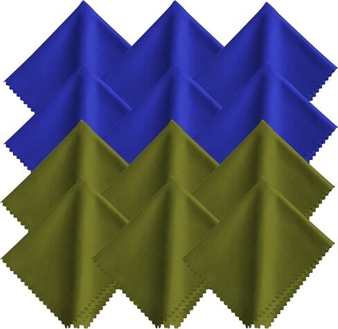 قطعة قماش للتنظيف من الألياف الدقيقة - 12 قطعة (6 أزرق + 6 أخضر)، 7 × 6 بوصات، مغلفة بشكل فردي، قابلة لإعادة الاستخدام، خالية من الخدوش، خالية من الخطوط، مناديل مبللة كبيرة خالية من الوبر للنظارات والنظارات وشاشة الهاتف وعدسات الكاميرات in Kuwait