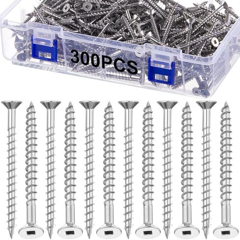 Blulu 300 جهاز كمبيوتر شخصى 10 × 2-1 / 2 "مسامير سطح السفينة 304 الفولاذ المقاوم للصدأ سطح الأظافر نوع محرك مربع، 17 قياس نقطة قطع الخشب أخفى قفل الترباس مقاومة للتآكل لسياج التزيين الخشب البحري in Kuwait
