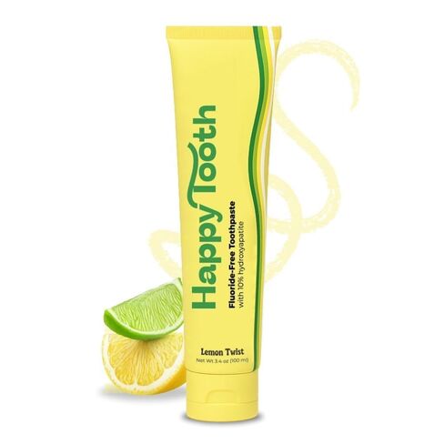 معجون أسنان هابي توث هيدروكسيباتيت، خالي من الفلورايد، تبييض طبيعي للأطفال والأطفال الصغار والبالغين، خالٍ من كبريتات الصوديوم الصوديوم، آمن على المينا، مركب من مكونات نظيفة، نكهة الليمون، 3.4 أونصة in Kuwait